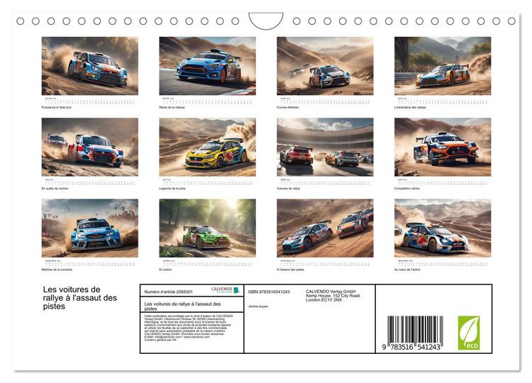 Produktbild: Les voitures de rallye &agrave; l'assaut des pistes (Calendrier mural 2026 DIN A4 vertical), CALVENDO calendrier mensuel