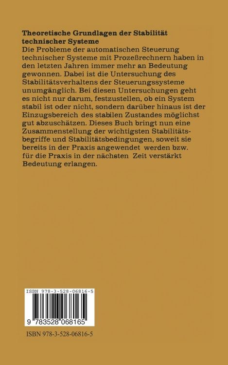 Produktbild: Theoretische Grundlagen der Stabilit&auml;t technischer Systeme