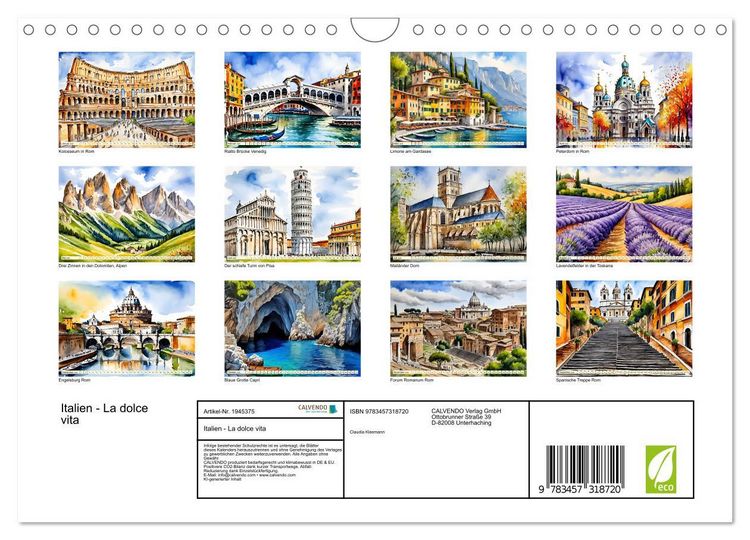 Produktbild: Italien - La dolce vita (Wandkalender 2026 DIN A4 quer), CALVENDO Monatskalender
