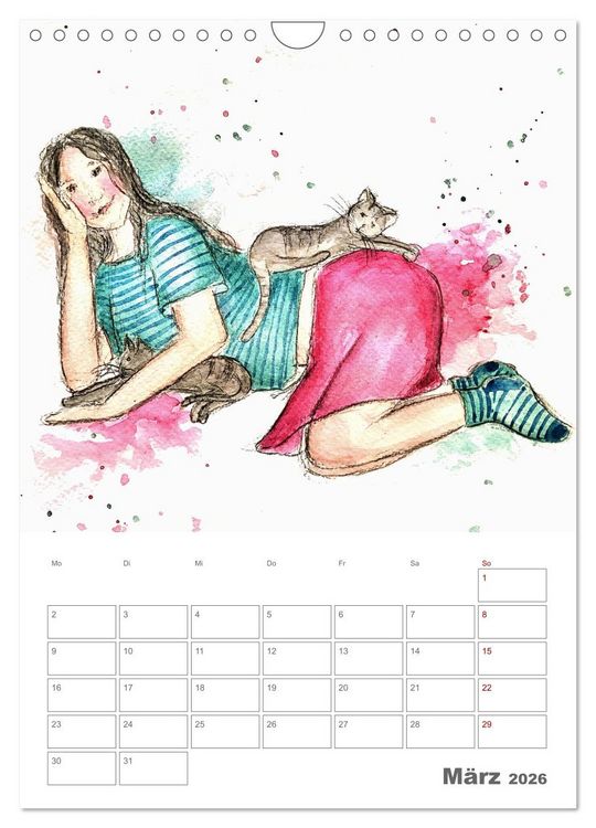 Produktbild: Meine zwei Samtpf&ouml;tchen und Ich - Bezaubernde Aquarelle einer gro&szlig;e Liebe (Wandkalender 2026 DIN A4 hoch), CALVENDO Monatskalender