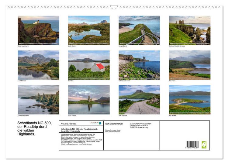 Produktbild: Schottlands NC 500, der Roadtrip durch die wilden Highlands. (Wandkalender 2026 DIN A2 quer), CALVENDO Monatskalender