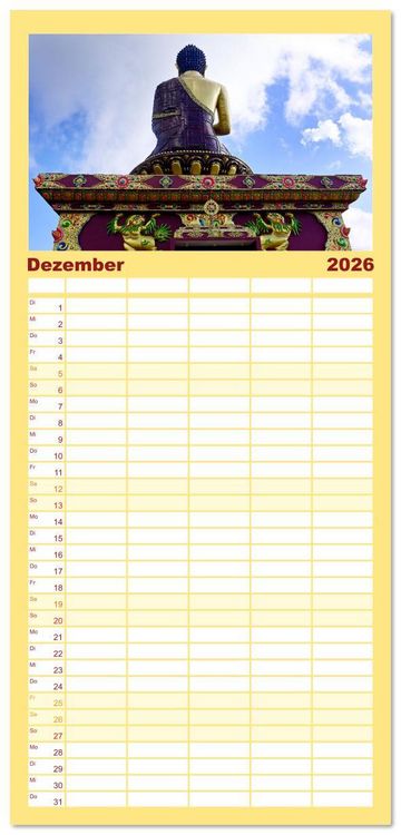 Produktbild: Familienplaner 2026 - Buddhas & Bhodisattvas mit 5 Spalten (Wandkalender, 21 x 45 cm) CALVENDO