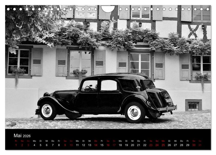 Produktbild: Citro&euml;n 11 CV Traction Avant in schwarzweiss (Wandkalender 2026 DIN A4 quer), CALVENDO Monatskalender