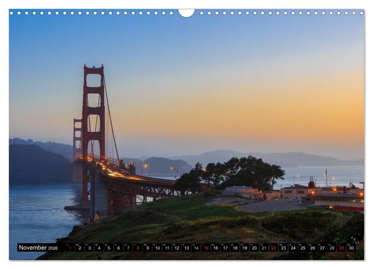 Produktbild: Golden Gate Bridge (Wandkalender 2026 DIN A3 quer), CALVENDO Monatskalender
