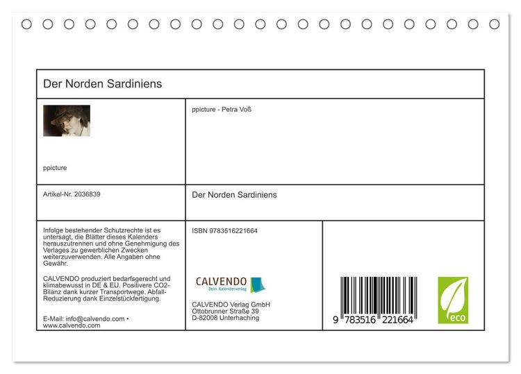 Produktbild: Der Norden Sardiniens (Tischkalender 2026 DIN A5 quer), CALVENDO Monatskalender