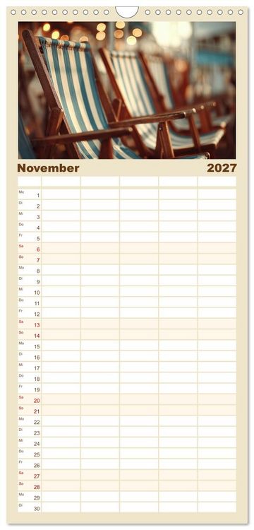 Produktbild: Familienplaner 2027 - St&uuml;hle K&ouml;rbe Liegen mit 5 Spalten (Wandkalender, 21 x 45 cm) CALVENDO