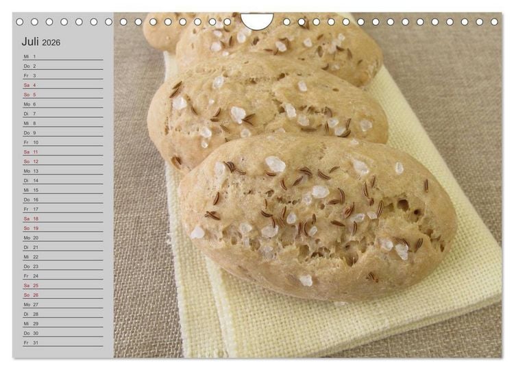 Produktbild: Frisch gebackene Brote und Br&ouml;tchen (Wandkalender 2026 DIN A4 quer), CALVENDO Monatskalender
