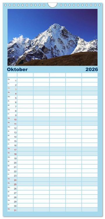 Produktbild: Familienplaner 2026 - Himalaya - Tr&auml;ume mit 5 Spalten (Wandkalender, 21 x 45 cm) CALVENDO