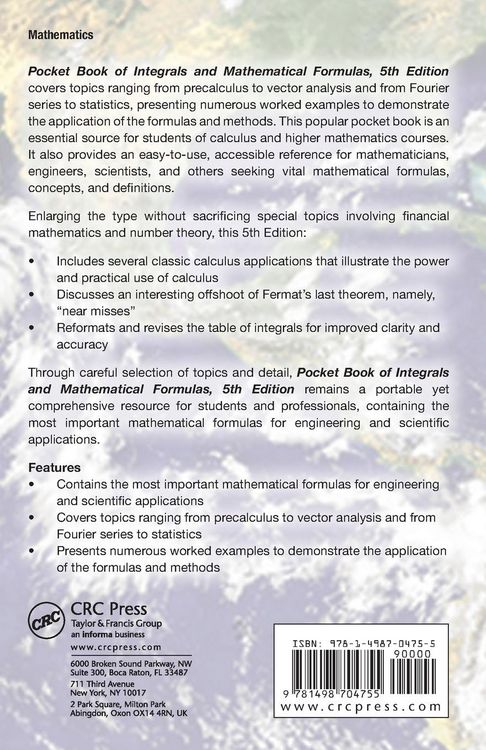 Produktbild: Pocket Book of Integrals and Mathematical Formulas