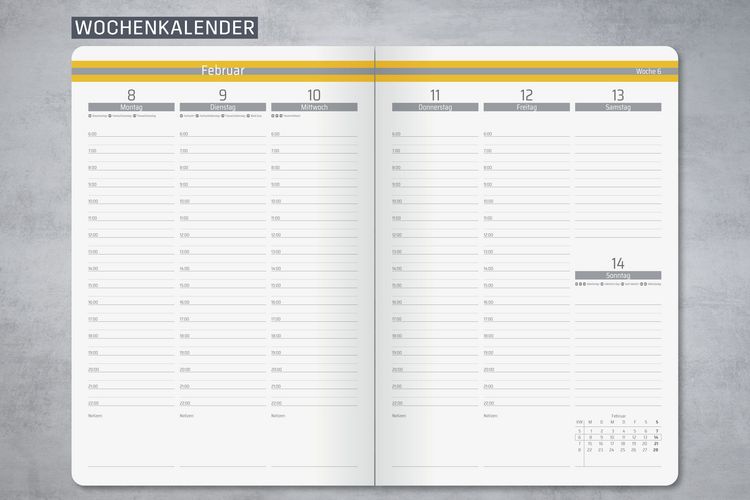 Produktbild: SIGEL L2704 Wochenkalender Linescape 2027, ca. A5, , hellgrau, gelb