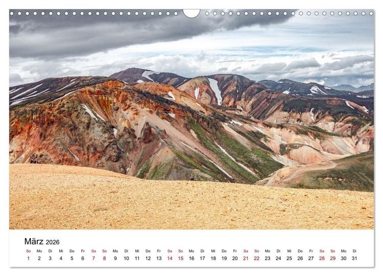 Produktbild: Island, Landmannalaugar: Regenbogenberge (Wandkalender 2026 DIN A3 quer), CALVENDO Monatskalender