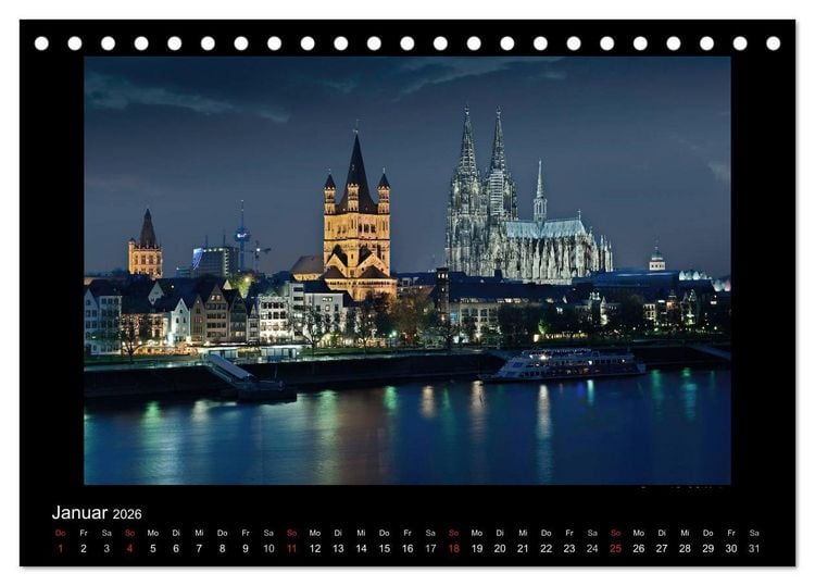 Produktbild: K&ouml;ln &ndash; Nachts 2026 (Tischkalender 2026 DIN A5 quer), CALVENDO Monatskalender