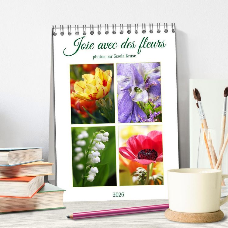 Produktbild: Joie avec des fleurs (Calendrier de bureau 2026 DIN A5 horizontal), CALVENDO calendrier mensuel