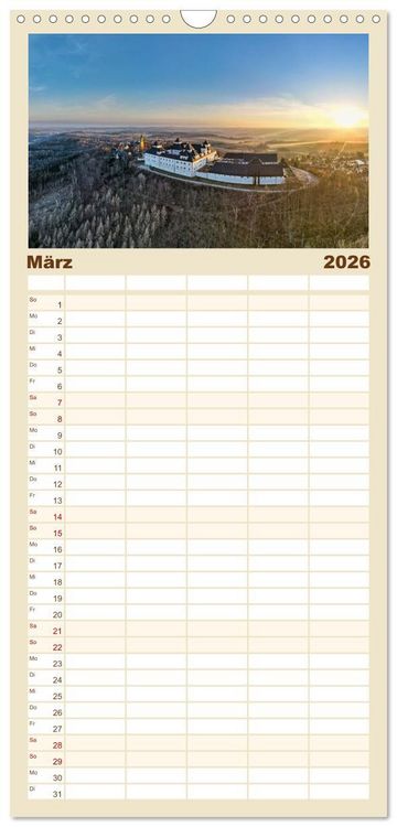 Produktbild: Familienplaner 2026 - Unser Erzgebirge von oben mit 5 Spalten (Wandkalender, 21 x 45 cm) CALVENDO