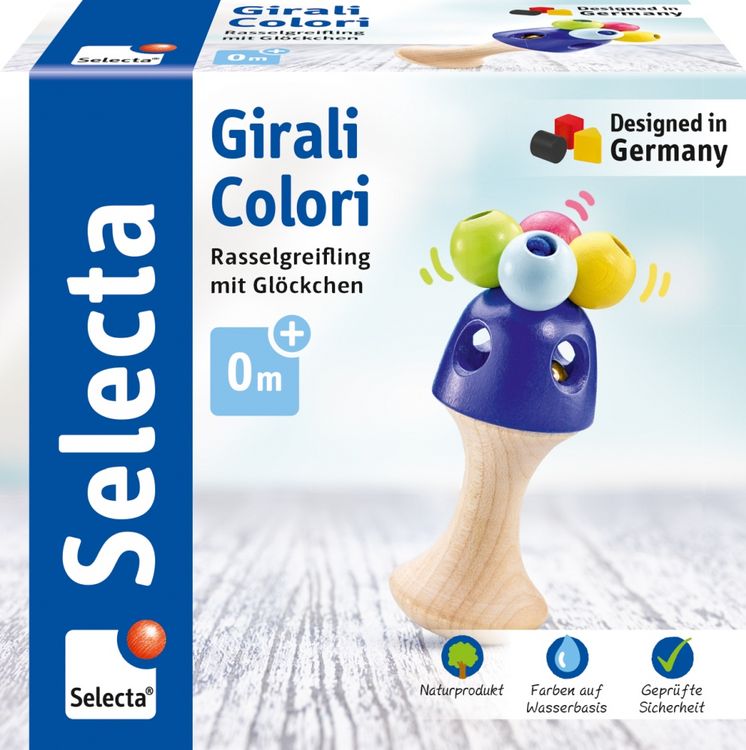 Produktbild: Selecta 61062 - Greifling, Girali Colori, Rassel mit Gl&ouml;ckchen, Holz, 10 cm