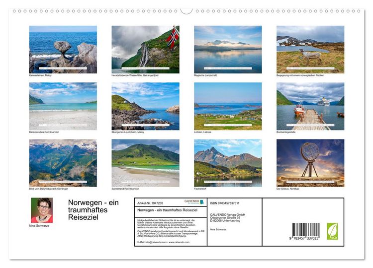Produktbild: Norwegen - ein traumhaftes Reiseziel (hochwertiger Premium Wandkalender 2026 DIN A2 quer), Kunstdruck in Hochglanz