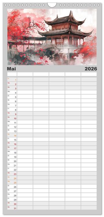 Produktbild: Familienplaner 2026 - Die Essenz von China - Chinesische Landschaften und Symbole in Harmonie mit 5 Spalten (Wandkalender, 21 x 45 cm) CALVENDO