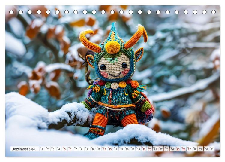 Produktbild: Zauberhafte Wikinger - Nordische Mythologie aus H&auml;kel- und Strickwolle (Tischkalender 2026 DIN A5 quer), CALVENDO Monatskalender