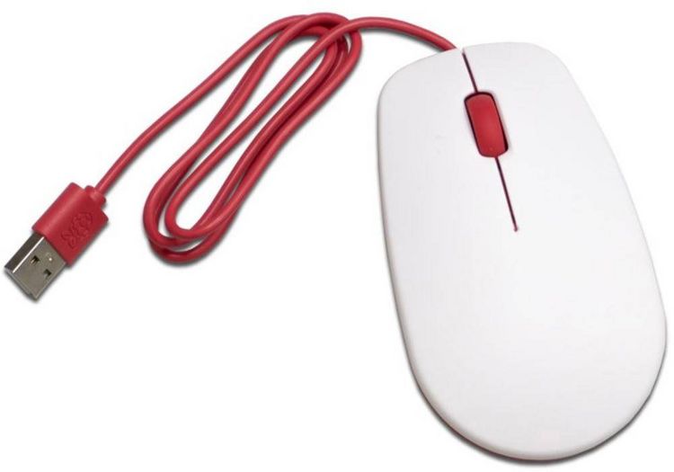 Produktbild: Raspberry Pi&reg; Mouse 2 Maus USB Optisch Wei&szlig;, Rot 3 Tasten