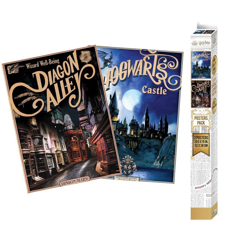 Produktbild: HARRY POTTER - Set 2 Chibi Posters - Retro Hogwarts&Diagon (52x38)