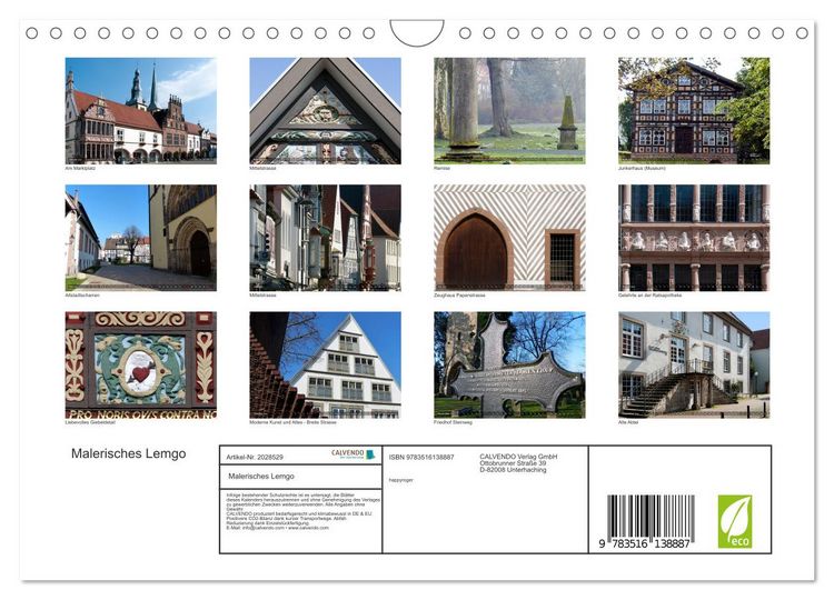 Produktbild: Malerisches Lemgo (Wandkalender 2026 DIN A4 quer), CALVENDO Monatskalender