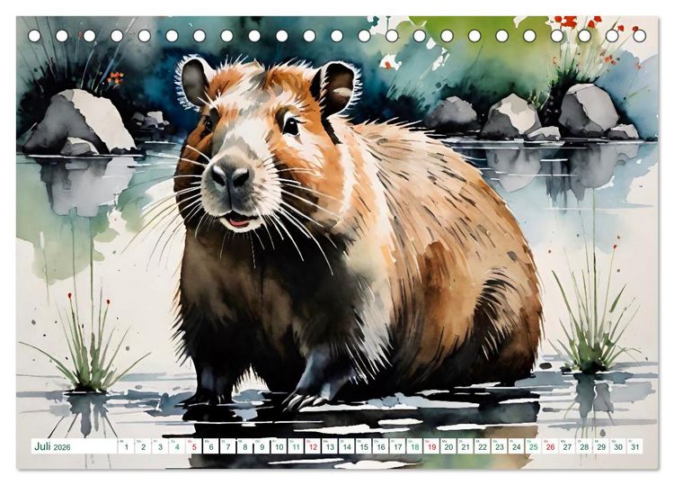 Produktbild: Das Capybara (Tischkalender 2026 DIN A5 quer), CALVENDO Monatskalender