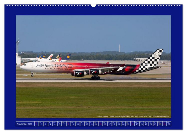 Produktbild: Bunte Airliner (Wandkalender 2026 DIN A2 quer), CALVENDO Monatskalender