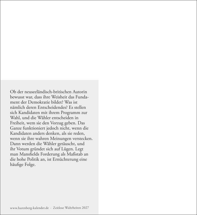 Produktbild: Zeitlose Wahrheiten Postkartenkalender 2027 - Kalender mit 53 Karten, ausgew&auml;hlt und kommentiert von Klaus Michael Groll