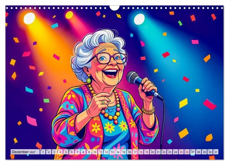 Produktbild: Oma rockt den Ruhestand - Lustiger Frauenkalender mit Humor (Wandkalender 2027 DIN A3 quer), CALVENDO Monatskalender