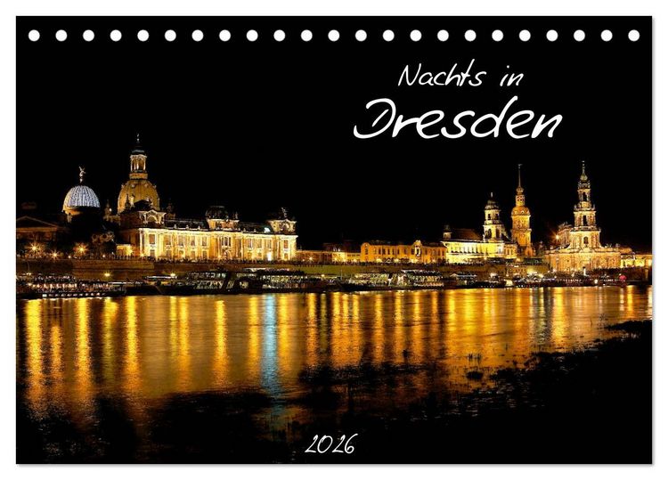 Produktbild: Nachts in Dresden (Tischkalender 2026 DIN A5 quer), CALVENDO Monatskalender