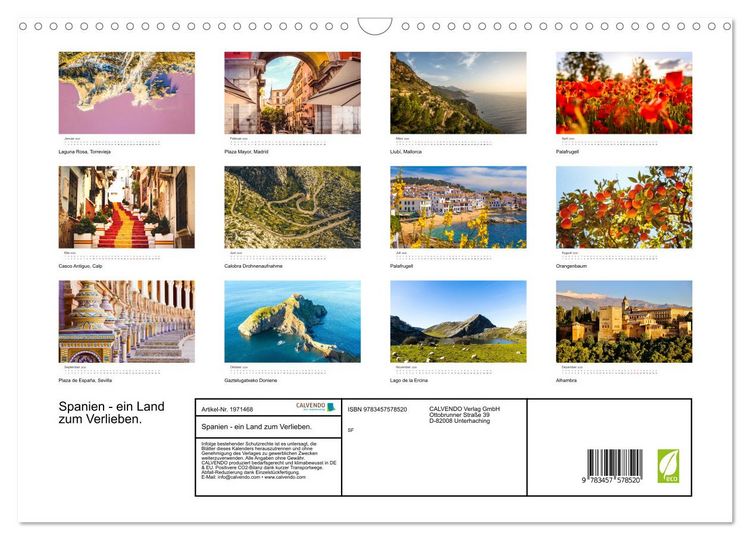 Produktbild: Spanien - ein Land zum Verlieben. (Wandkalender 2026 DIN A3 quer), CALVENDO Monatskalender
