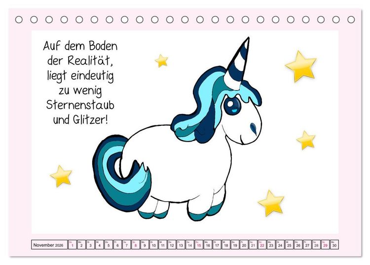 Produktbild: Unicorns. Einhorn-Spr&uuml;che und Weisheiten! (Tischkalender 2026 DIN A5 quer), CALVENDO Monatskalender