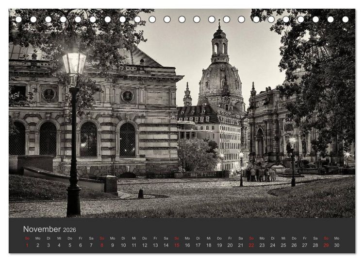Produktbild: Dresden Schwarz Weiss 2026 (Tischkalender 2026 DIN A5 quer), CALVENDO Monatskalender