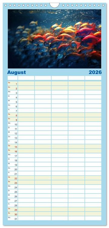 Produktbild: Familienplaner 2026 - Fantasie bei die Fische! mit 5 Spalten (Wandkalender, 21 x 45 cm) CALVENDO