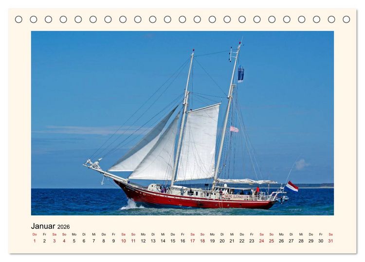 Produktbild: Unter vollen Segeln Traditionssegler auf der Ostsee (Tischkalender 2026 DIN A5 quer), CALVENDO Monatskalender
