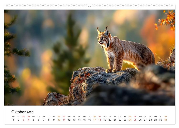 Produktbild: Luchse - die Stimme der Wildnis (hochwertiger Premium Wandkalender 2026 DIN A2 quer), Kunstdruck in Hochglanz
