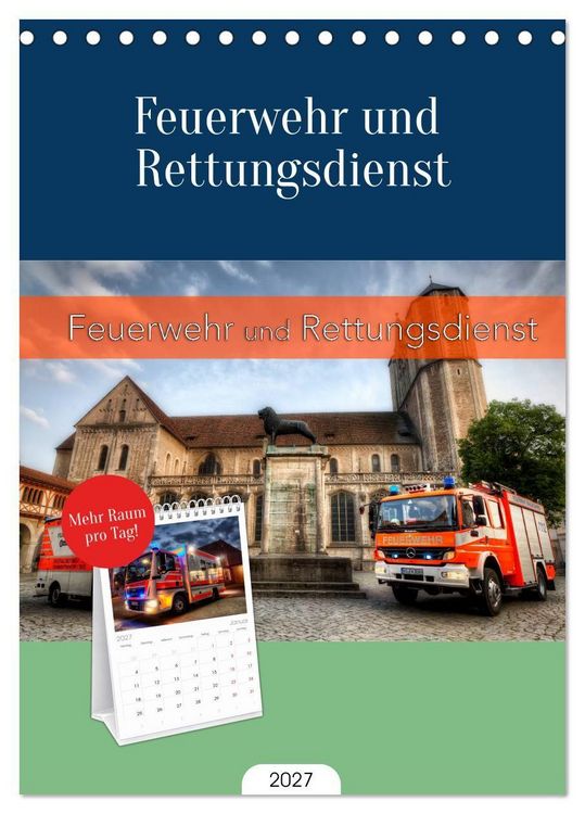 Produktbild: Tischplaner 2027 - Feuerwehr und Rettungsdienst (A5 Tischkalender zum Aufstellen) CALVENDO