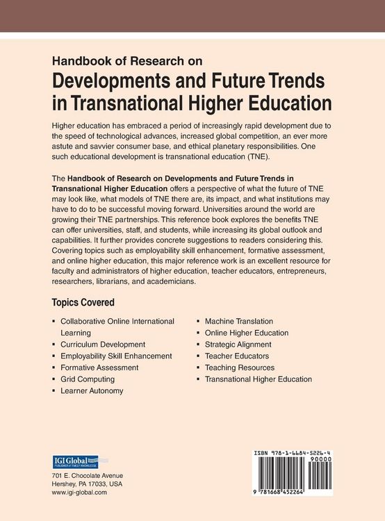 Produktbild: Handbook of Research on Developments and Future Trends in Transnational Higher Education