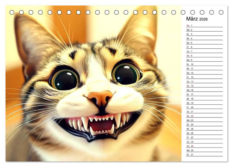 Produktbild: Grinsende Tiere - Tierportr&auml;ts von der KI zum L&auml;cheln gebracht (Tischkalender 2026 DIN A5 quer), CALVENDO Monatskalender