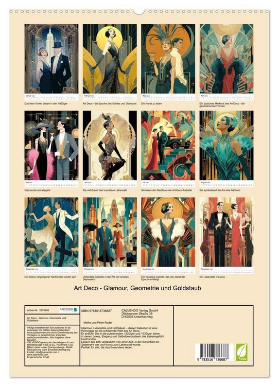 Produktbild: Art Deco - Glamour, Geometrie und Goldstaub (hochwertiger Premium Wandkalender 2026 DIN A2 hoch), Kunstdruck in Hochglanz