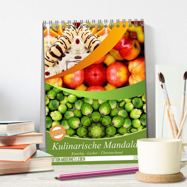 Produktbild: Kulinarische Mandalas (Tischkalender 2026 DIN A5 hoch), CALVENDO Monatskalender