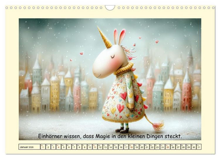 Produktbild: Einhornzauber. Liebliche Unicorn-Weisheiten (Wandkalender 2026 DIN A3 quer), CALVENDO Monatskalender