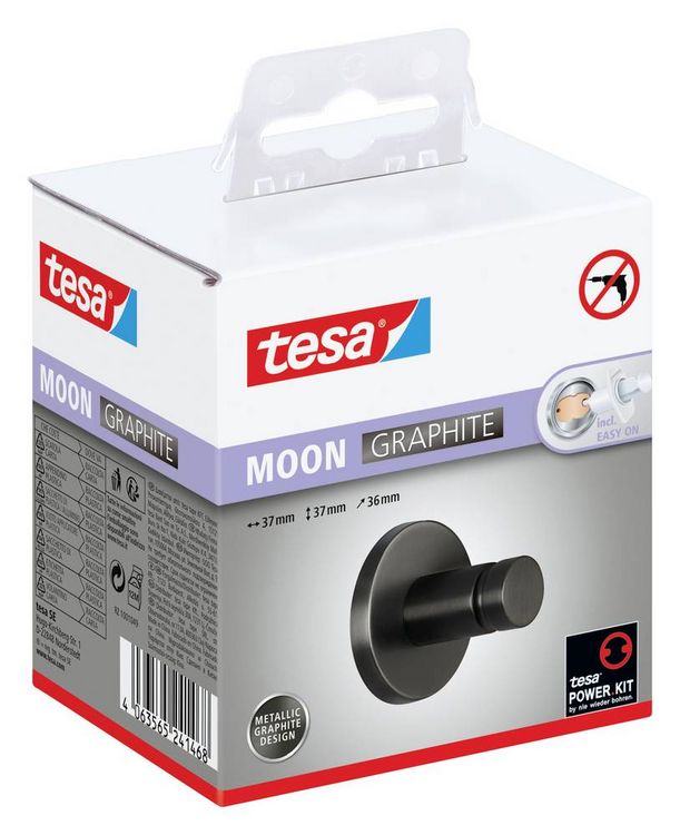 Produktbild: Tesa MOON GRAPHITE Handtuchhaken Klebstoff Metall