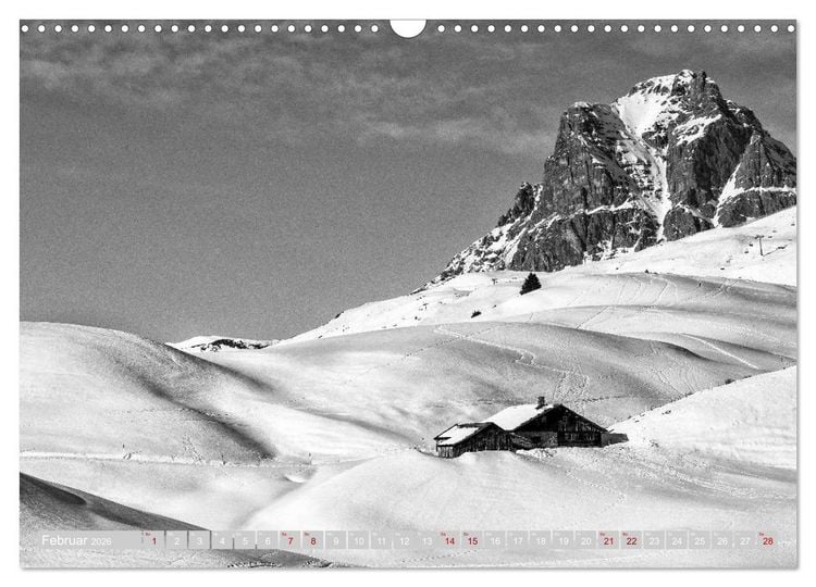 Produktbild: Arlberg black and white (Wandkalender 2026 DIN A3 quer), CALVENDO Monatskalender