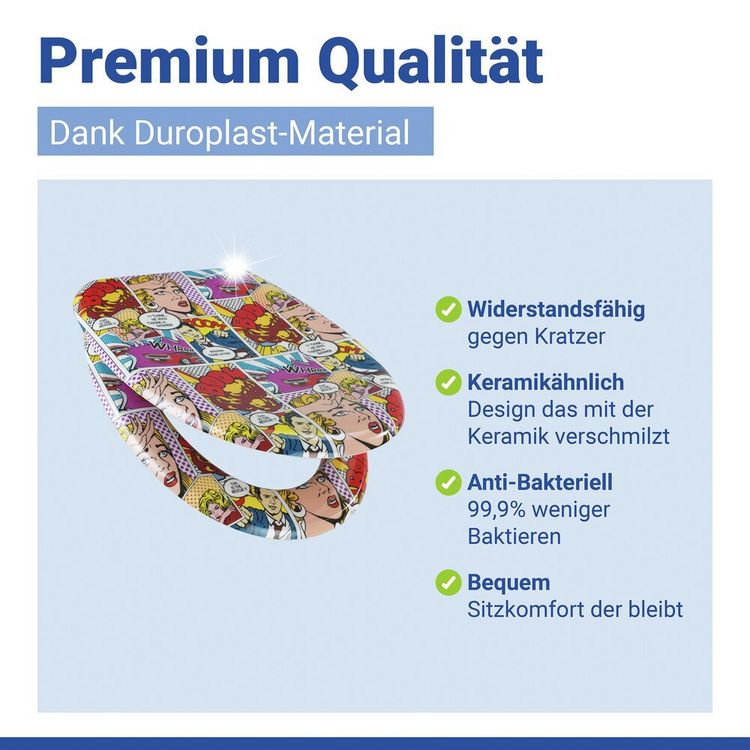 Produktbild: WC Sitz Mod. Pop-Art, Toilettendeckel mit Motiv und Absenkautomatik