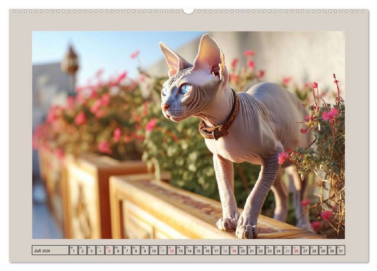 Produktbild: Sphinx Katzen. Eleganz auf leisen Pfoten (hochwertiger Premium Wandkalender 2026 DIN A2 quer), Kunstdruck in Hochglanz