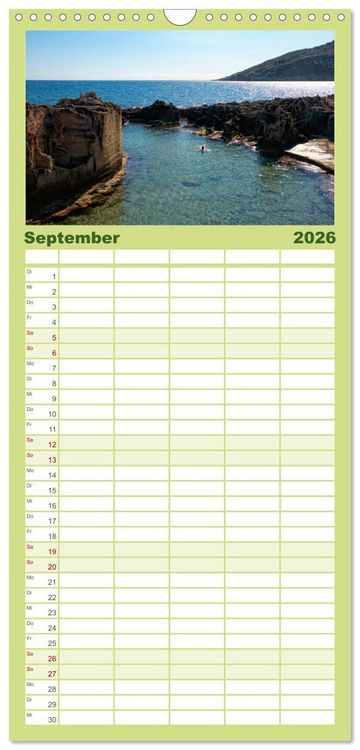 Produktbild: Familienplaner 2026 - Der K&uuml;ste entlang im Salento mit 5 Spalten (Wandkalender, 21 x 45 cm) CALVENDO