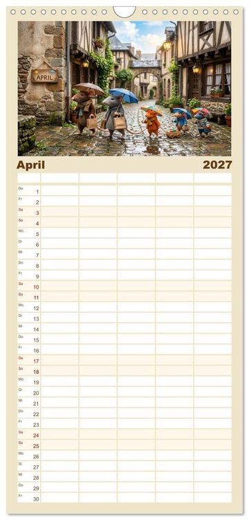 Produktbild: Familienplaner 2027 - Zauberhafte Welt der Rattlis mit 5 Spalten (Wandkalender, 21 x 45 cm) CALVENDO