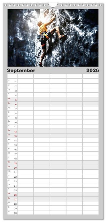 Produktbild: Familienplaner 2026 - Klettern - die H&ouml;henangst &uuml;berwinden mit 5 Spalten (Wandkalender, 21 x 45 cm) CALVENDO