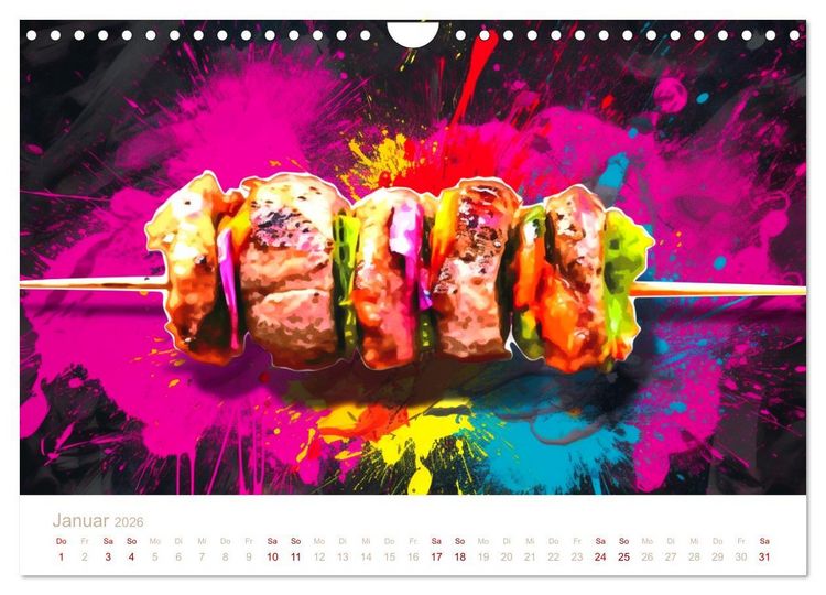 Produktbild: FAST FOOD KUNST (Wandkalender 2026 DIN A4 quer), CALVENDO Monatskalender